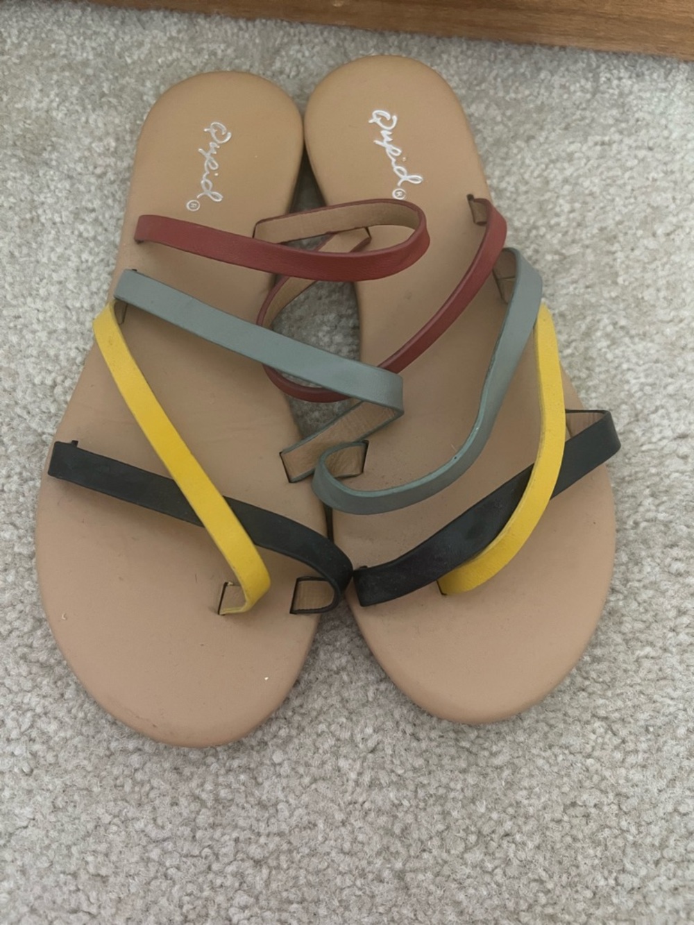 Multicolor Strappy Flat Sandals - Women